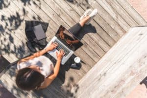 Alternative Workforce,  person working on patio