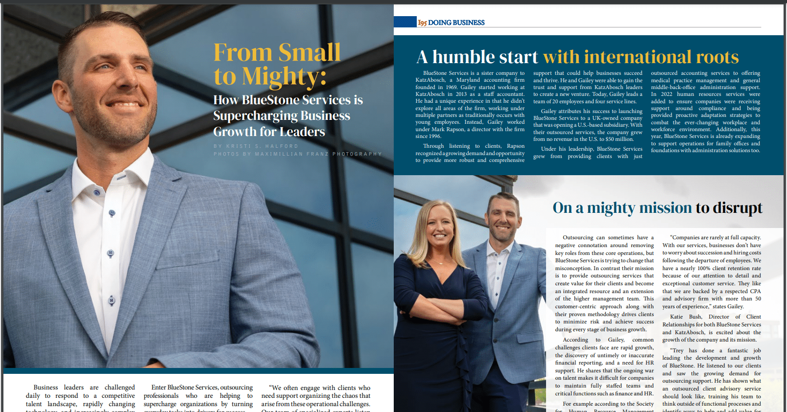 BlueStone Services Recognized in I95 Business Magazine